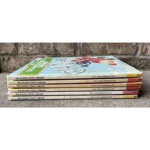 Lot of 6 Vintage 1970s Sesame Street Library Hardcover Childrens Books